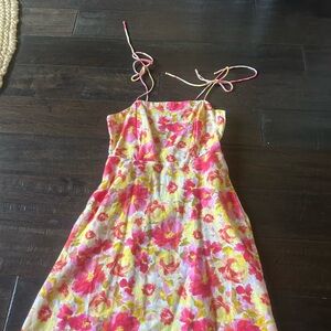 Old Navy Pink & Yellow Floral Tie-Shoulder Sundress